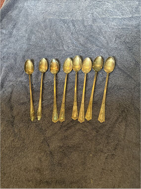 Set Of 6 Oneida Community Silverplate Tudor Iced Teaspoons +2
